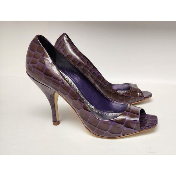 BCBG Girl Ariel Open Peep Toe Purple Patent Leather Stiletto High Heels Size 8B - Picture 2 of 7